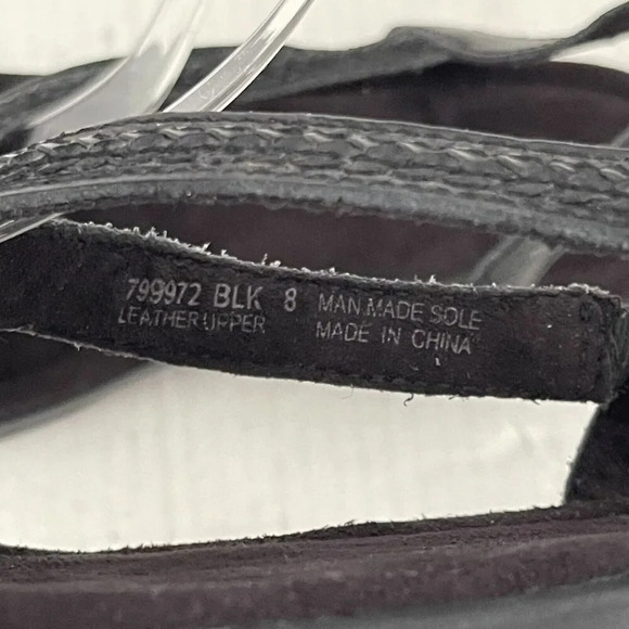 Minnetonka Open Toe Leather Sandal Size 8 Black Comfort 799972 - Picture 7 of 8